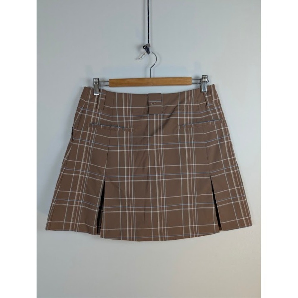 Nike Golf Skort Women 6 Brown Plaid Nike Fit Dry Pleated Mini Skirt Summer 09 - Picture 2 of 9